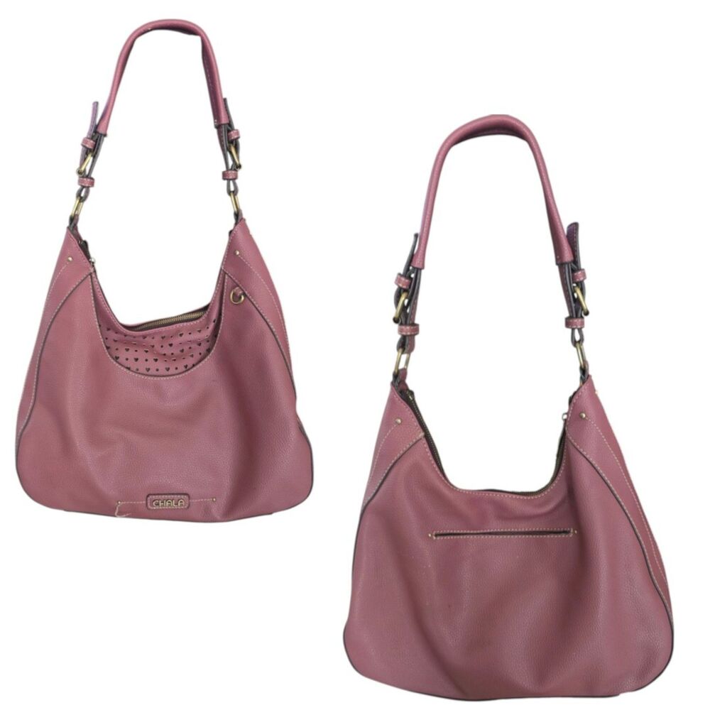 CHALA Dusty Rose Pink Sweet Hobo Tote Vegan Leather Gold Hardware Zip Pocket